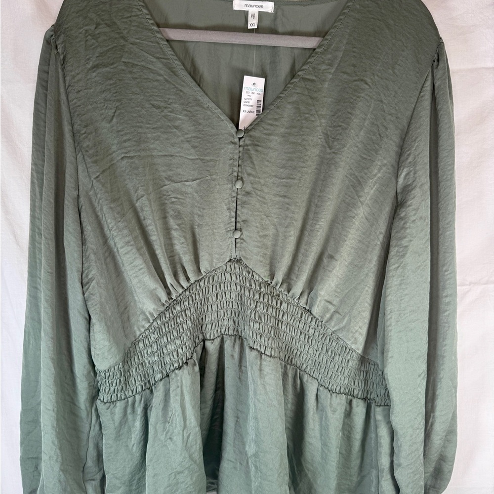 Maurices Sage Green V-Neck Blouse XXL NWT
